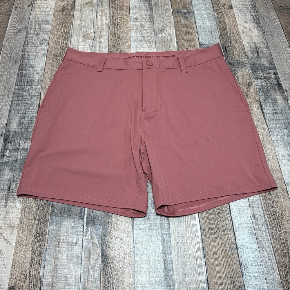 Rhone Shorts Mens 38 Salmon Pink Chino Stretch Flex Knit Performance Golf Preppy